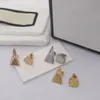 Designerälskare örhängen Kvinnors bokstäver örhängen asymmetrisk triangelstjärna örhängen 925 silvernålörhängen bröllopsfest smycken med lådan set