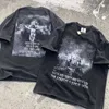 HSV7 Erkekler ve Kadınlar İçin Yeni Stil Tişörtleri Moda Tasarımcısı Saint Michael Cho Limited Şeytan'ın Sessizliği Eski Yıkanmış Vintage Kısa Kollu Yap