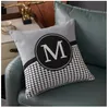 Designer Pillow Home Luxury Linen Pillowcase Living Room Pillows Sofa Cushion Decorative Pillows Cotton Letter H Car Cushion Decor