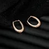 Hoop Earrings Vintage Elegant Smooth Metal U-Shaped For Women Temperament Gold Color Oval Female Trendy Party Jewelry