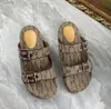 الرجال الفاخرين قماش مزدوج G slide slippers في الهواء الطلق البيج الأبنوس اثنين من الأشرطة أبازيم الجلود من الجلد Slides Slides Summer Beach Sandals الحجم 35-45