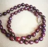 Chains Women Jewelry 17'' 43cm Choker Necklace 9mm Dark Purple Pearl Handmade Real Cultured Freshwater Gift