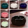 Home Durable Protable Round Ceramics Ashtray Easy Clean No Scratches Protect Desktop Solid Color Hexagon Ashtrays Ash Holder