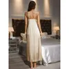 Kvinnors sömnkläder Long Nightie Lace Silk Split Nightrown for Women slip Dress Gown Sexy Women's