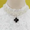 Ketten Kleine gedrehte gewebte Perlenornamente Perlenkette Party Modekleid mit gefälschtem Kragen Damen abnehmbares Schmuckzubehör