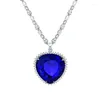 Pendentif Colliers Titanic Coeur De L'océan Collier Bleu Foncé Pour Les Femmes De Mode Bijoux Amoureux Couple Saint Valentin Cadeau D'anniversaire