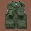Summer Unloading Workwear Men US Tactical Hiking Fishing Vest Photographer Waistcoat Mesh Cargo Sleeveless Jacket Tools Pocket 5XL multiple pockets