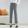 Calça Feminina Feminina Feminina para Trabalho de Escritório Estilo Negócios Calças Femininas Cor Preto Cinza Feminino Casual Perna Reta