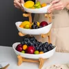 Bulaşık tabakları oturma odası ev üç katmanlı plastik meyve tabak atıştırmalık yaratıcı yaratıcı modern kuru kase sepet şeker pastası standı 230609