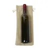 ギフトラップ1PCS赤ワインボトルカバーバッグドローストリングサッククロスウェディングパーティーパッケージポーチ