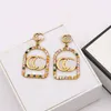 18K Vergulde Luxe Ontwerpers Letter Earring Stud Famous Women Fashion Style Rhinestone Geometry Earring Wedding Party Jewerlry Topkwaliteit 20style