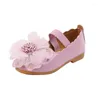 Sapato raso 2023 infantil flor solado macio princesa para meninas crianças couro dança chaussure fille 1-7T