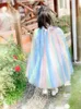 Vestidos de menina arco-íris menina princesa fantasia de festa tule capa manto vestido de halloween manto para desempenho exterior infantil cosplay xale 230609