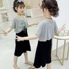 Clothing Sets 2023 Spring Little Girl Western Style Suspender Skirt Children's Short-sleeved Two-piece Suit Girls Dress