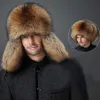 Bomber Chapeaux Hiver Hommes Chaud Russe Ushanka Chapeau Avec Oreille Rabat En Cuir Pu Fourrure Trappeur Cap Oreille Coupe-Vent En Peluche Épaissir Caps229n