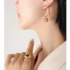 Hoop Earrings Exquisite Women's Stainless Steel Gold Plated Vintage Geometric Round Incense Burner Pendant Products