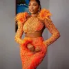 Ebi Orange Aso Mermaid Dress koronki koralikowe wieczór formalny impreza druga recepcja urodzin Druhna Suknie zaręczynowe sukienki szat de soiree zj es