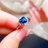 Cluster-Ringe, natürlicher London-Blautopas-Ring, 6 6 mm, Edelstein, modisch, für Damen, echtes Sterlingsilber, luxuriöser edler Schmuck, Geburtsstein-Geschenk