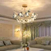 Lustres flor casamento cristal iluminação led lustre pingente fixação para sala de estar jantar decoração lâmpadas de cerâmica chinesa