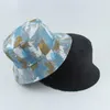 Berets vintage jeansowy odwracalny wiadro kapelusz mężczyzna kobiety moda myj się bawełniany rybak graffiti nadruk hopowe czapki słoneczne kapelusze