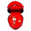 Horloges Mode Horloge Voor Vrouwen Met Hart Vorm Geschenkdoos Elegante Ketting Oorbel Ring Dames Kwarts Set Geschenken Drop