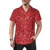 Chemises décontractées pour hommes Chemise de vacances à imprimé cachemire rouge Vintage Floral Summer Man Y2K Blouses Short Sleeve Graphic Clothing Plus Size