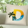 Bordduk Summer Beach Coconut 26 Letter Series Cotton Cushion Cover For Living Room Bed Soffa and Car Sea Throw Kudds