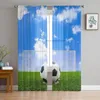 Curtain Soccer Ball On Green Grass Field Sheer Curtains For Living Room Kids Bedroom Tulle Kitchen Window Treatment Drapes