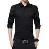 Camisas sociais masculinas BROWON Blusa fashion masculina manga longa camisa social empresarial cor sólida gola alta blusa de trabalho de marca roupas 230609