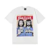 SG1V Ny stil T-shirts för män och kvinnor modedesigner Saint Michael Life Small Letter Tryckt tvättbar gammal kortärmad amerikansk