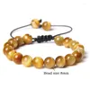 Strand 8 mm Tiger Eye Stone Bransoletka wielokolorowa koraliki wyplane bransoletki dla kobiet mężczyzn uzdrawianie Reiki Ochrona zdrowia biżuteria