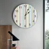 Horloges murales couleur rayures verticales horloge Design moderne salon décoration cuisine silencieux décor à la maison