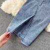 2 피스 드레스 Amolapha Women Jeans Vestskirts 세트 스트랩 탑 버튼 데님 스커트 슈트 여성 230609