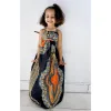 Sommar Bohemian Fashion Kids Dresses Children Girls Sleeveless Suspender Dress med pannband