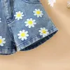 New Summer Kids Girls Clothing Set Polka Dots Mesh Sleeve Tops Tshirt With Denim Shorts Children Girl Outfits Sets