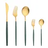 Ensembles de vaisselle 5pcs Matte Black Gold Varelle en acier inoxydable Dîle couverts Set Cake Fork Stea Knife Spoon Kito