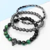 Strand 3 pz/set Irregolare Ematite Pietra Lavica Bracciali Per Gli Uomini Lupo Braccialetto di Fascino Set Occhio di Tigre Perline Braccialetti Gioielli Pulsera Hombre