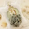 Keychains Rose Shape Cloth Flower Ball Keychain Key Ring for Women Bag Pearl Car Pendant Jewelry Presents Trinket Chain EH400