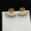 Pearl Designers Studörhängen Dubbel G Diamond Earring för kvinnor Crystal Ear Stud Högkvalitativ lyxörhängen