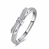 Cluster Rings Beautiful Retre Ring CZ Zircon Crystal Bow Tie Pretty Fashion Wedding Silver Color Women Lady Jewelry R992