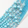 Necklace Earrings Set Classic Cute/Romantic Sky Blue 7Rowes Neckalce Round Shell Simulated Pearl Abacus Crystal Diy Bohemia Jewelry B1300