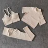 Женские спортивные костюмы RIBLED SEAMLESS YOGA SET с высокой талией леггинсы