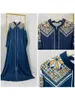 Etniska kläder Högkvalitativa Chiffon Diamond Print Collartassel Zip Robe With Midje Rope Dashiki African Women's Evening Dress