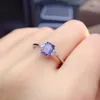 Cluster Rings Elegante Exquisite Natural Tanzanite Ring S925 Silver Gemstone Gift Party Women Fine Jewelry