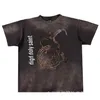 EF86 Ny stil T-shirts för män och kvinnor modedesigner Saint Michael Cho Sickle Cross Print Old Loose Short Sleeve