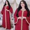 Abiti Casual Eleganti Per Le Donne Moda Diamanti Decorazione Stampata Manica Lunga Abito Da Ballo Per Feste Abbigliamento Ramadan Musilim