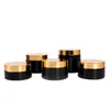 Black Cosmetic Jars with Gold Lids PET Plastic Food Jar BPA Free Refillable Containers for Cream Body Butters Sugar Scrub Medicine Mmvdf