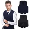 Mäns västar Dark Navy Slim Fit Vest för man Business Party Chaleco Hombre Fashion Solid Dress Sleeveless Waistcoat Blue Slitte Men's Gilet 230609