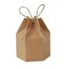 Present Wrap 50st Kraft Paper Package Cardboard Candy Box Lantern Hexagon Favor and Birthday Wedding Christmas Party Supplies