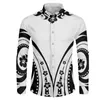 Mannen Casual Shirts Polynesische Tribal Pohnpei Totem Tattoo Prints Mannen Business Lange Mouwen Stand Kraag Mannelijke Shirt Slim Fit ontwerpen